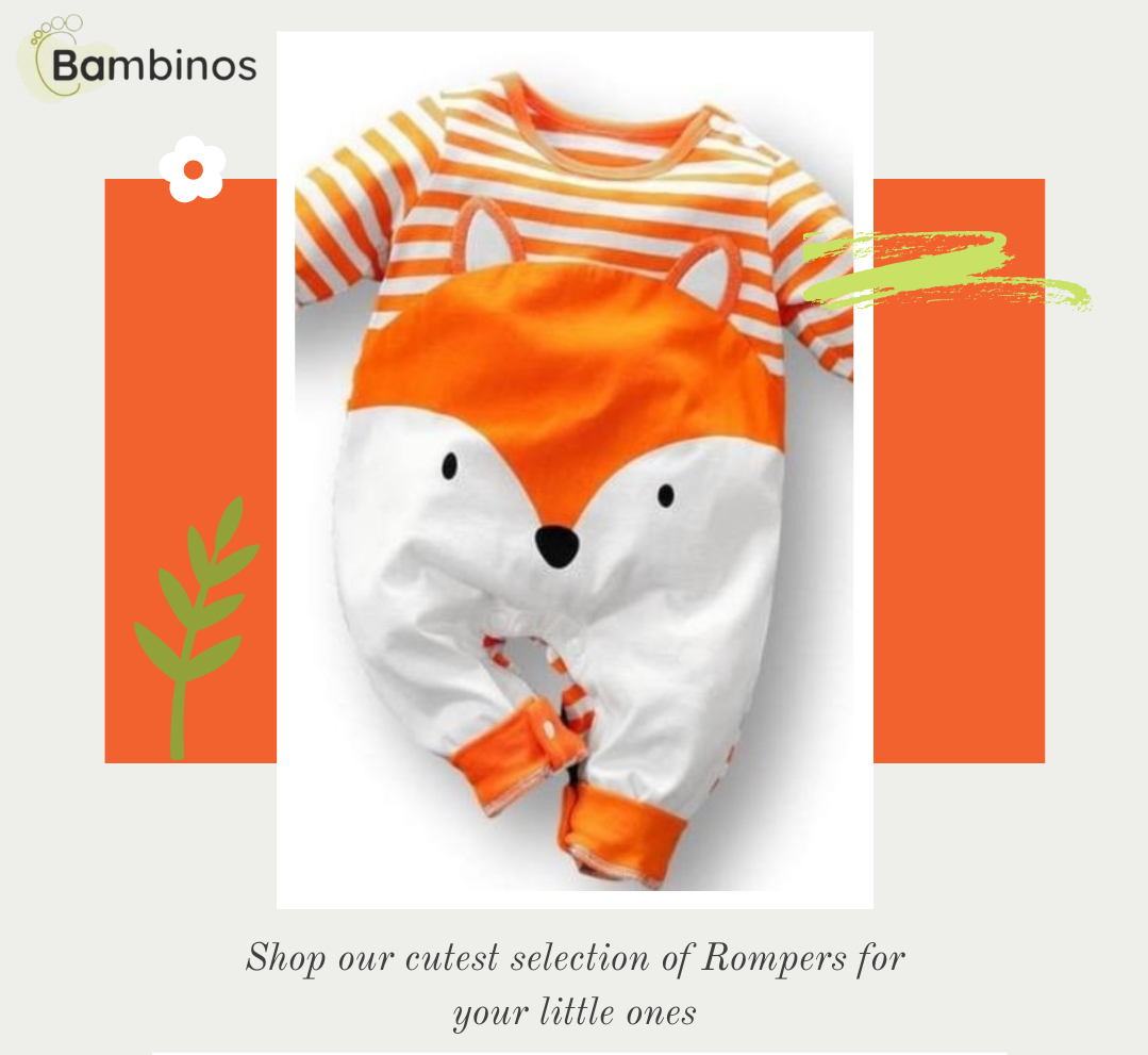 π¦ Orange Fox Babysuit Romper β 100% Cotton Unisex Baby Romper (0β18 Months)