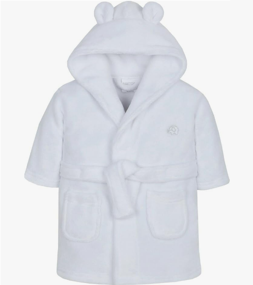 Baby Dressing Gown Unisex Soft Plush Fleece Hooded Teddy Ears 0-24 Month