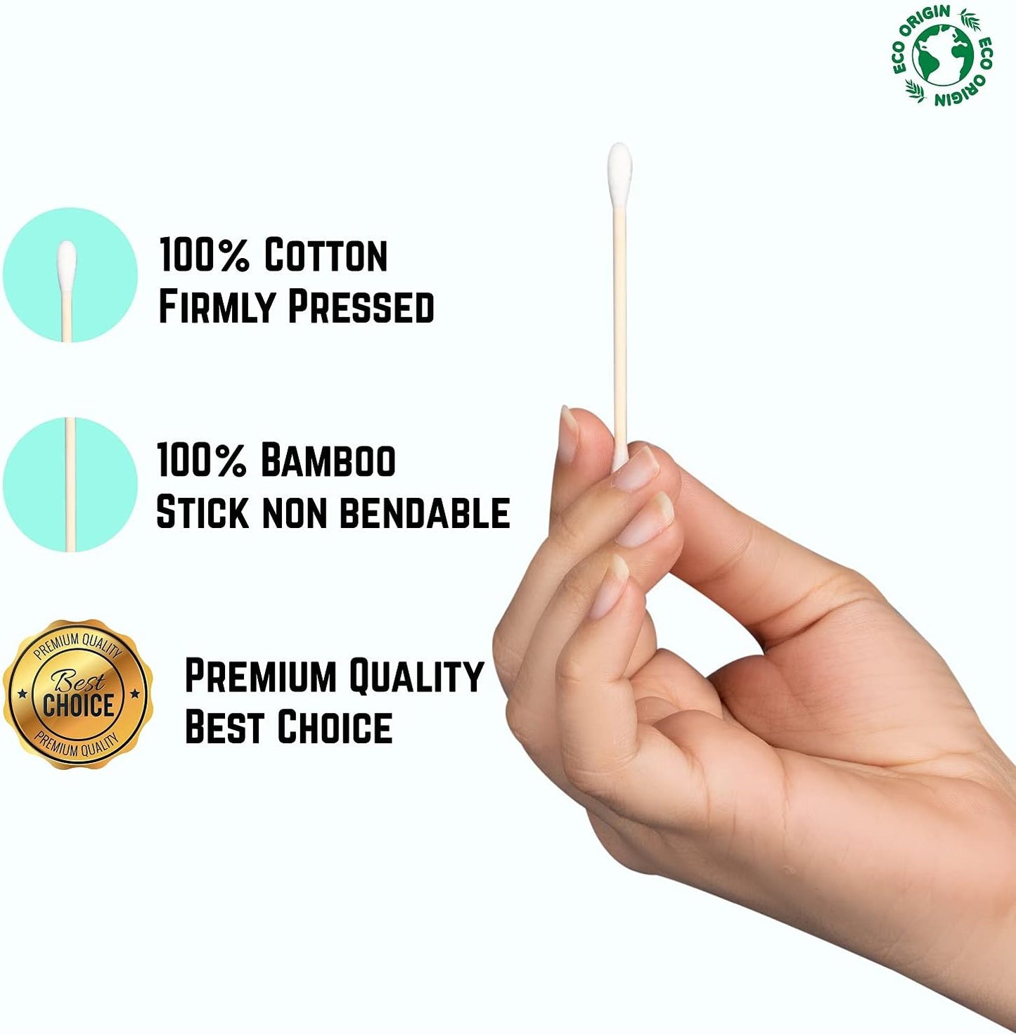 600 Bamboo Cotton Buds |100% Eco-Friendly Biodegradable | Perfect for Baby Care | 6x100 Ear Buds Cotton