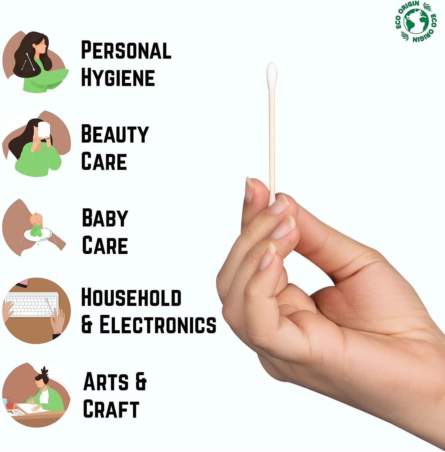 600 Bamboo Cotton Buds |100% Eco-Friendly Biodegradable | Perfect for Baby Care | 6x100 Ear Buds Cotton