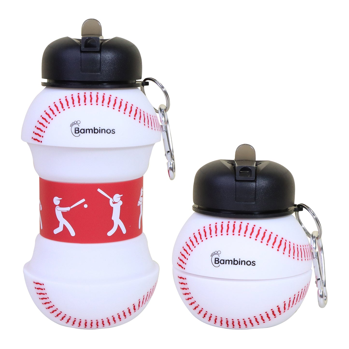 Bambinos Kids Baseball Water Bottle Silicone Collapsible BPA-FREE