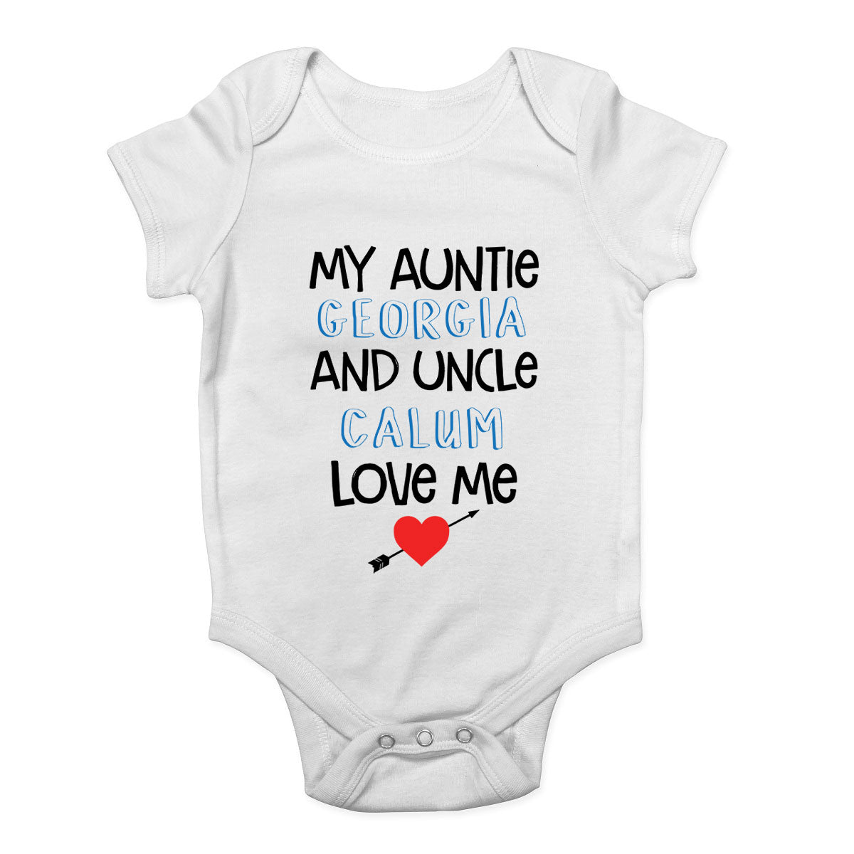 Personalised “My Uncle & Auntie Love Me” Baby Grow Vest – Unisex Bodysuit | Blue Gift for Uncle & Auntie