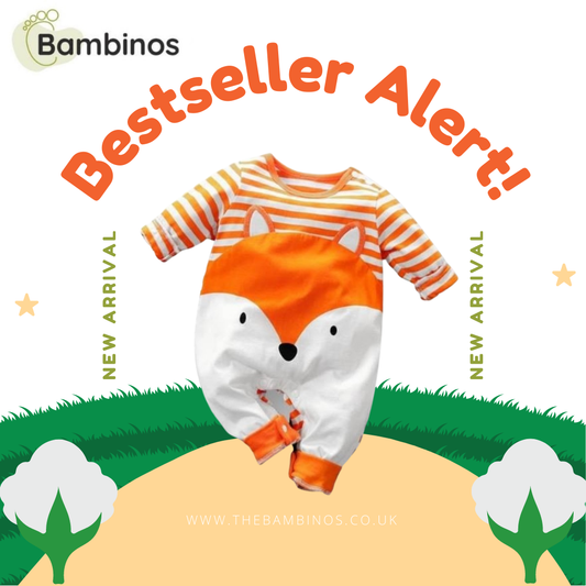 🦊 Orange Fox Babysuit Romper – 100% Cotton Unisex Baby Romper (0–18 Months)