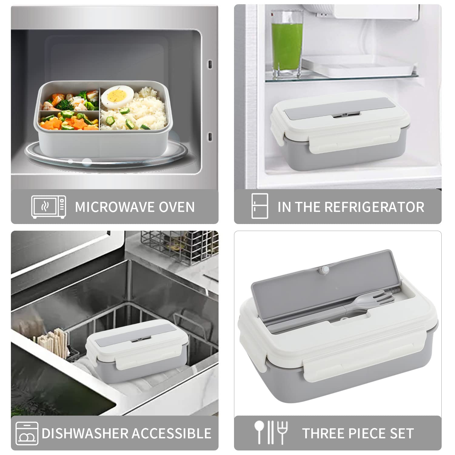 Adult meal prep using 3-section lunch box for work lunch