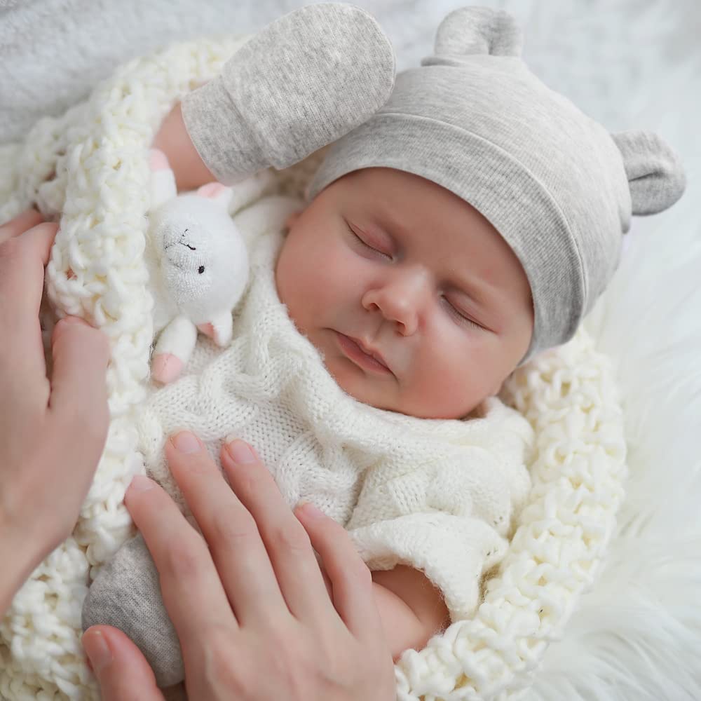 4 Set Baby Beanie Hat + Gloves (0-6 Months)