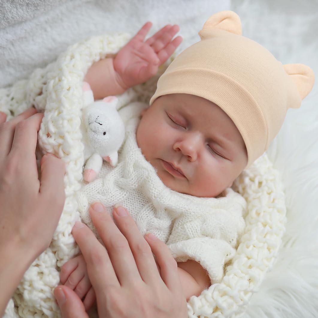 4 Set Baby Beanie Hat + Gloves (0-6 Months)