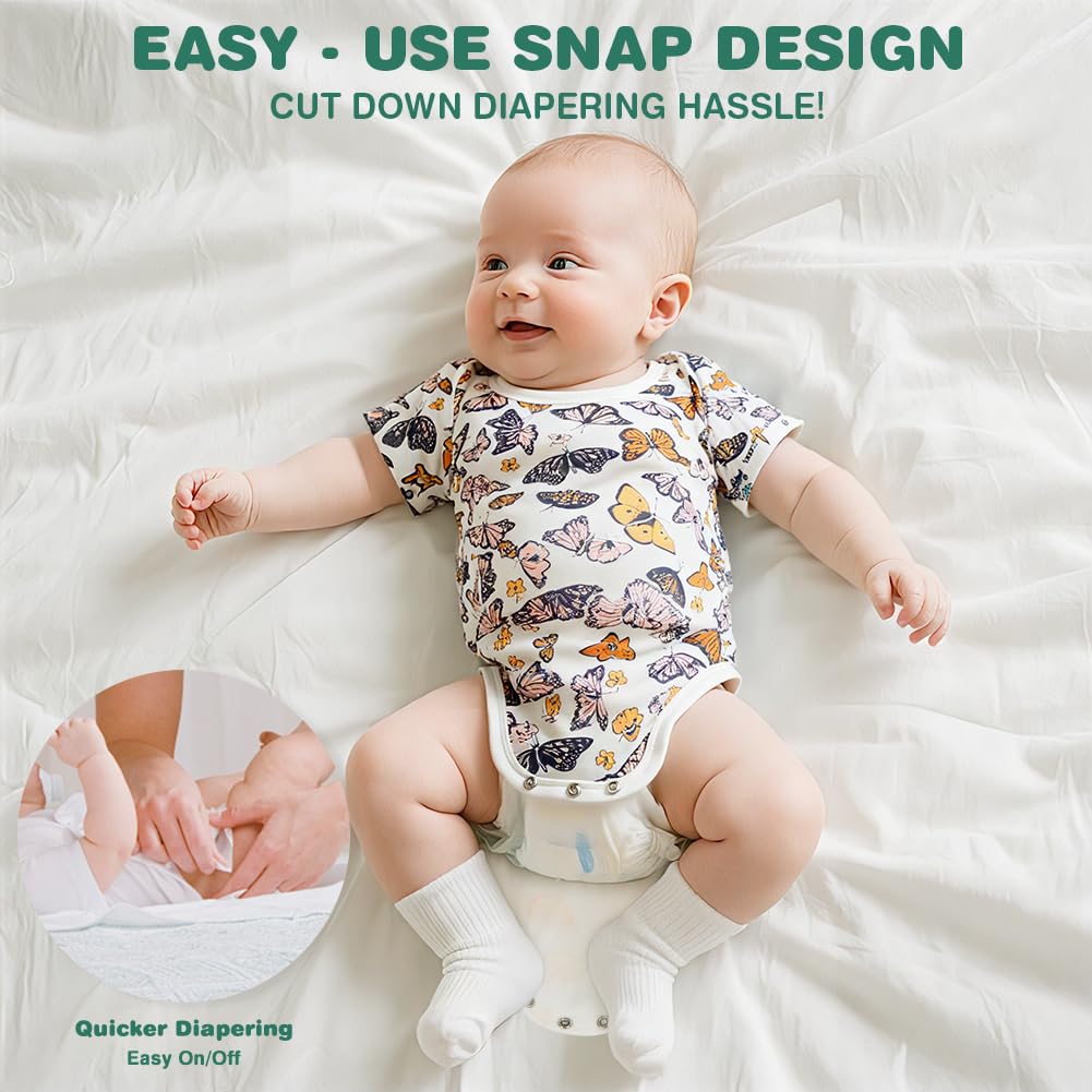 5 Pack Baby Vests,  Newborn Baby Short Sleeve Bodysuit