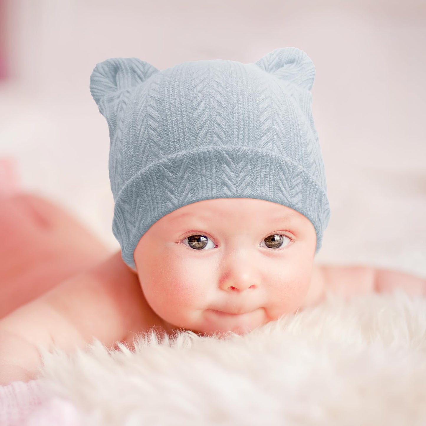 4 Set Baby Beanie Hat + Gloves (0-6 Months)