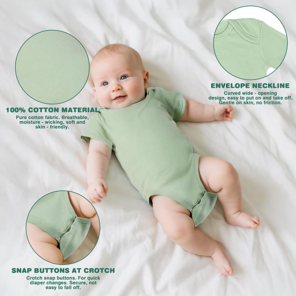 5 Pack Baby Vests,  Newborn Baby Short Sleeve Bodysuit