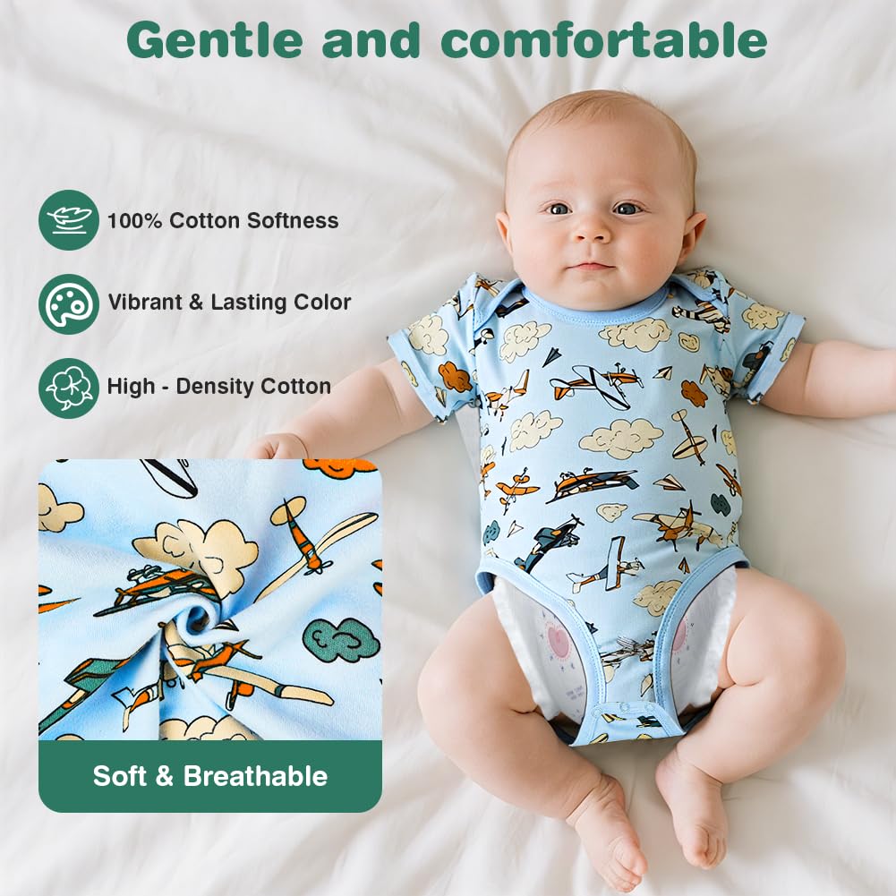 5 Pack Baby Vests,  Newborn Baby Short Sleeve Bodysuit