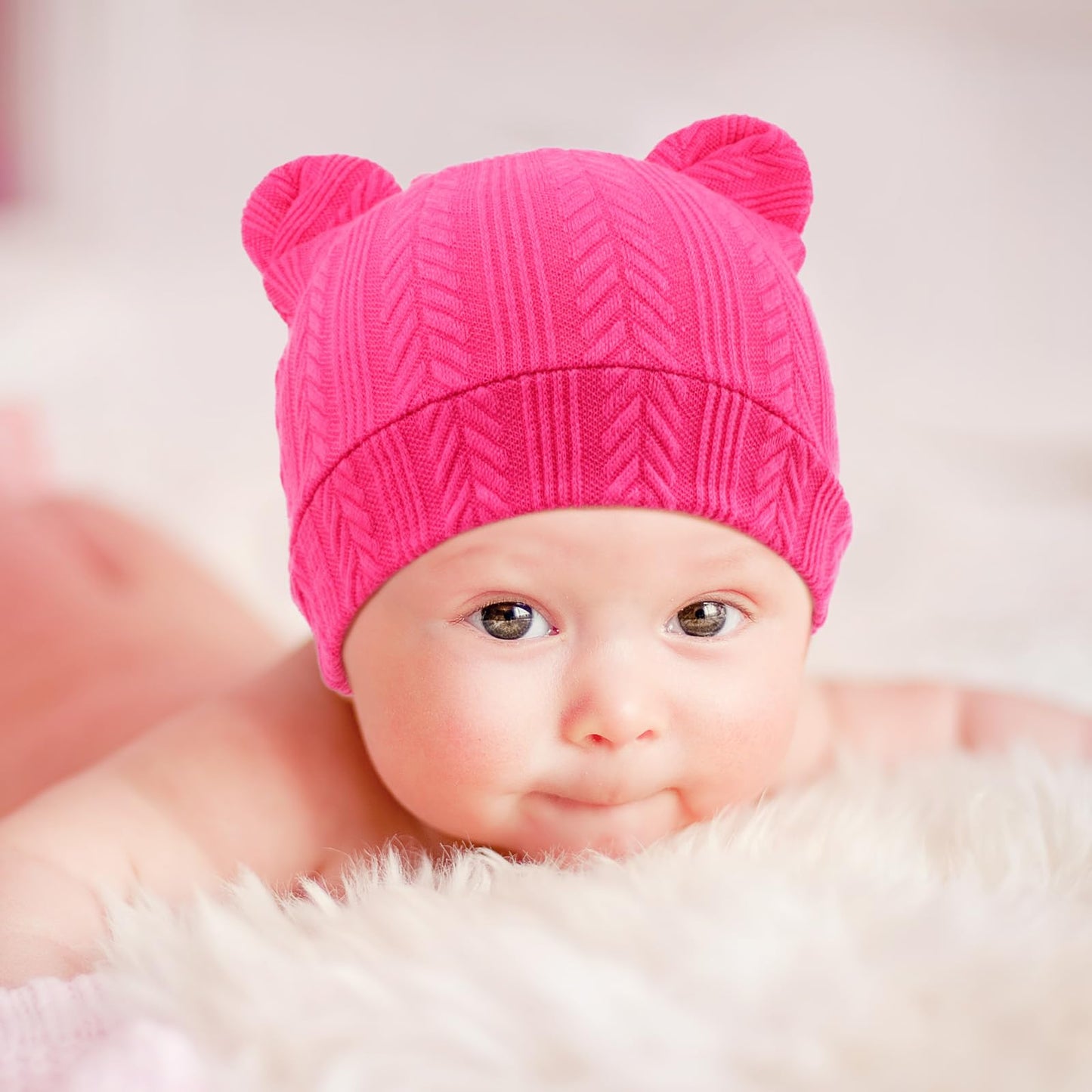 4 Set Baby Beanie Hat + Gloves (0-6 Months)