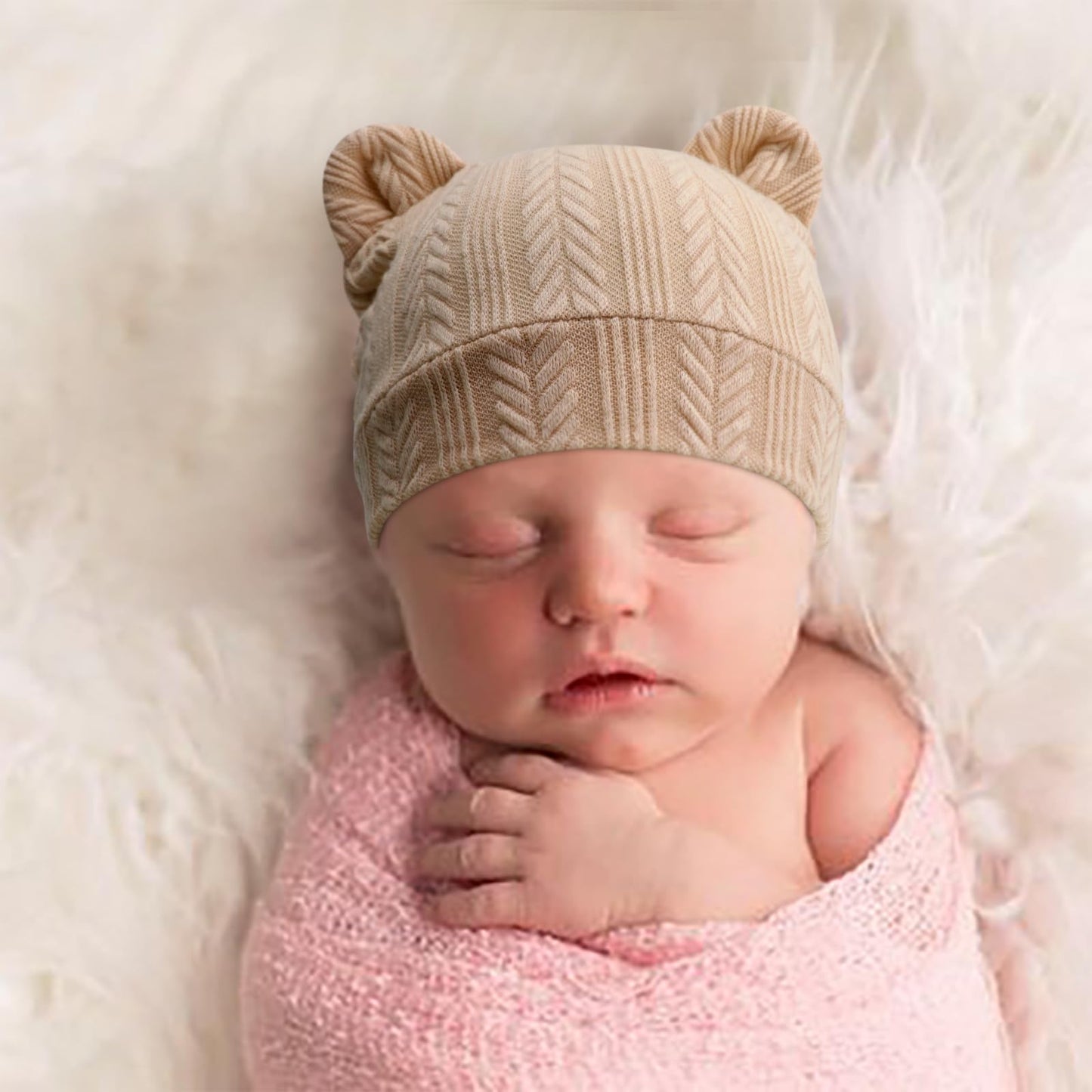 4 Set Baby Beanie Hat + Gloves (0-6 Months)