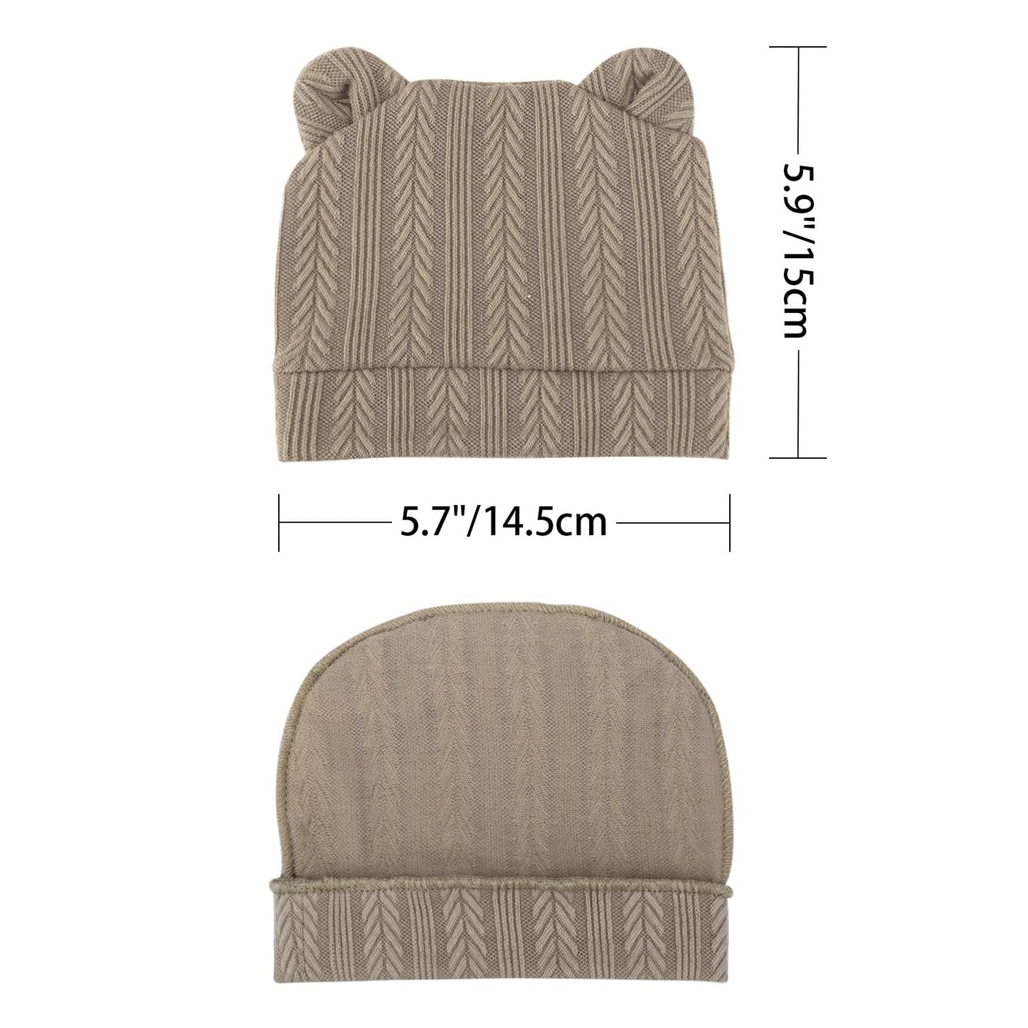 4 Set Baby Beanie Hat + Gloves (0-6 Months)