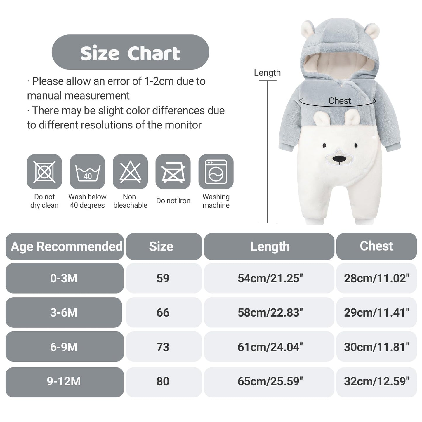❄️ Baby Snowsuit Fleece Romper – Warm Winter One-Piece for Babies