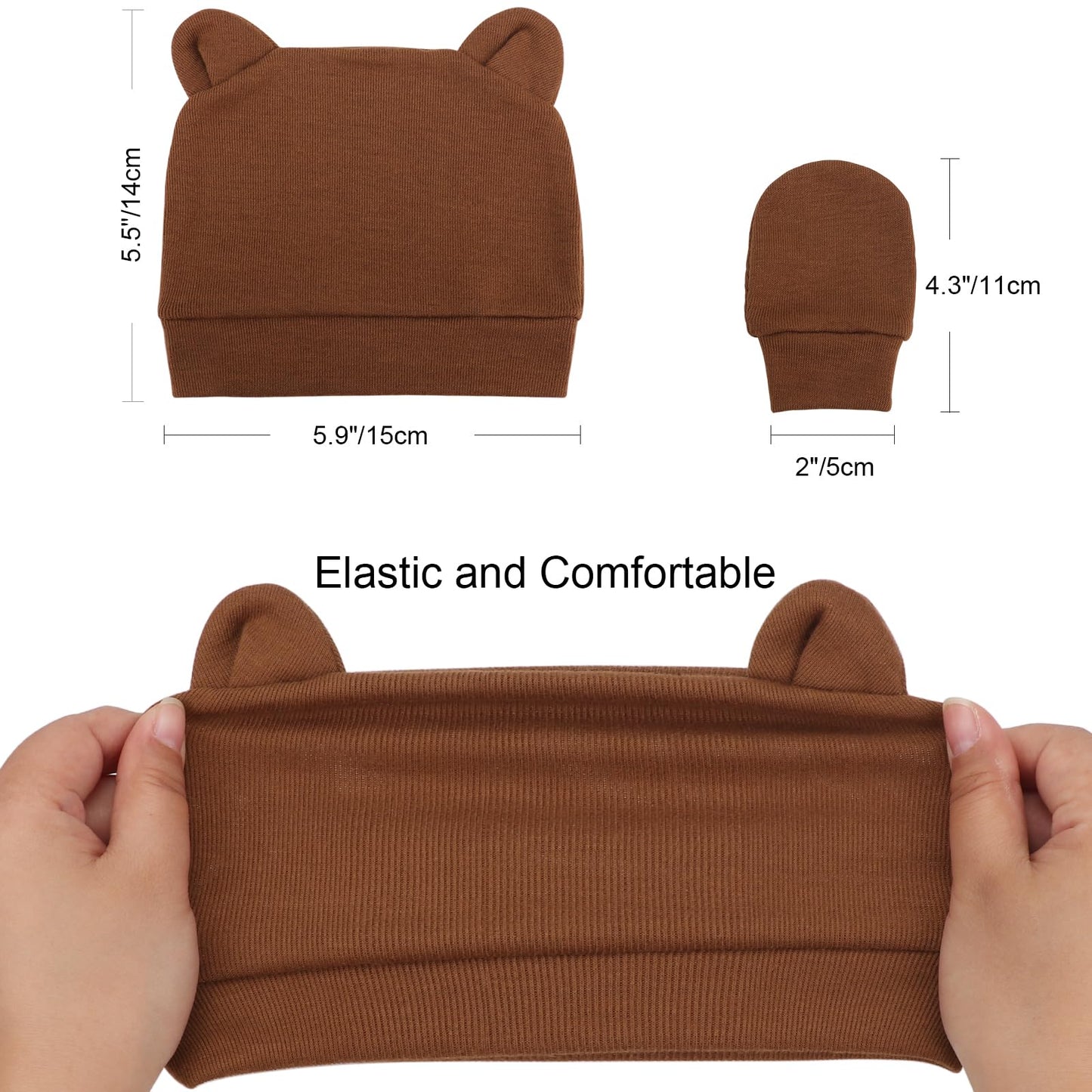 4 Set Baby Beanie Hat + Gloves (0-6 Months)