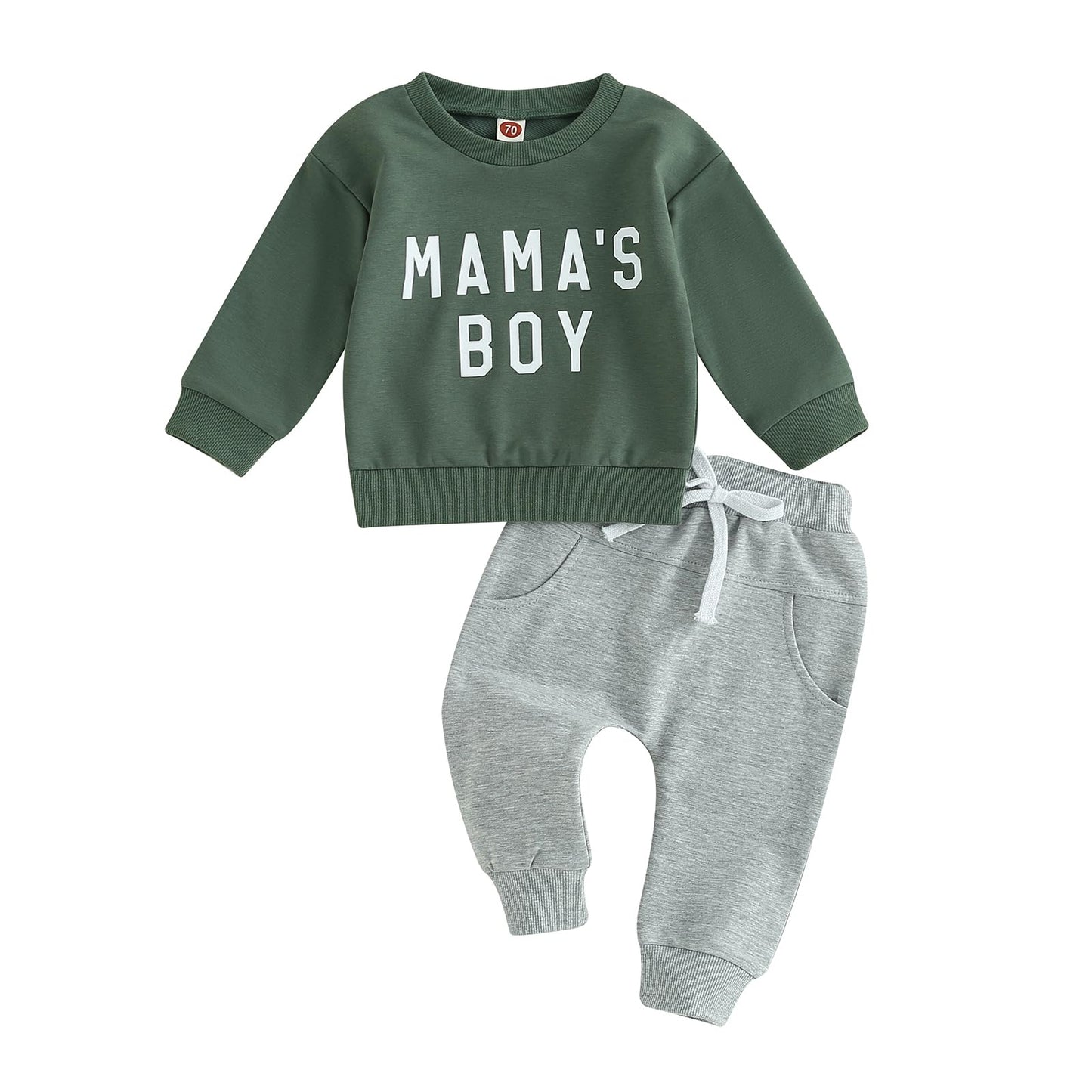 2Pcs Baby Boys Outfit Mama's Boy Clothes Set