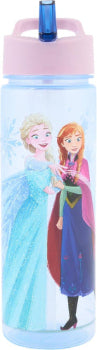 Disney Frozen Sparkle Water Bottle with Straw – Reusable Kids 600ml  – for School Nursery Sports Picnic, Multi Colour