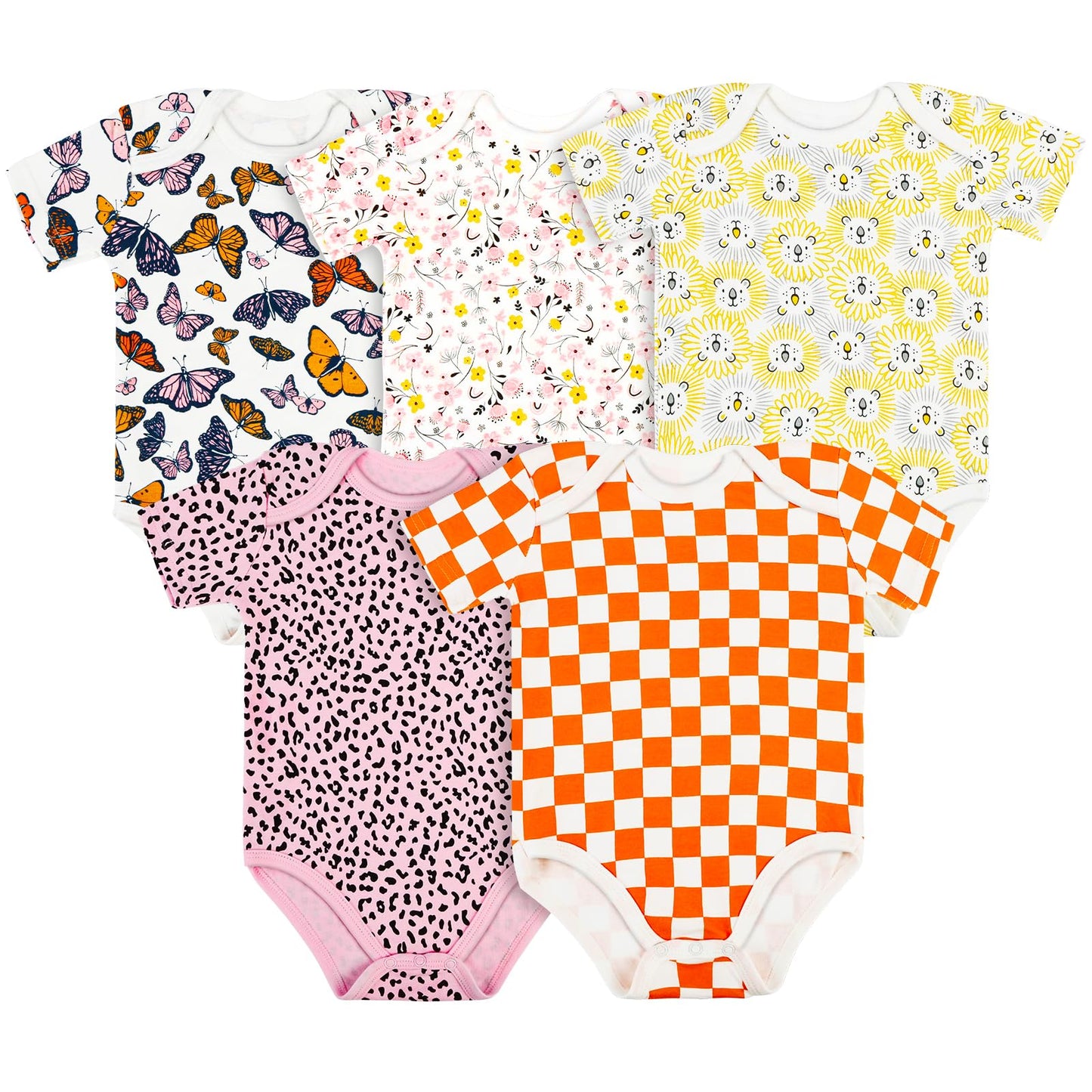 5 Pack Baby Vests,  Newborn Baby Short Sleeve Bodysuit