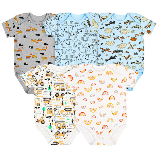 5 Pack Baby Vests,  Newborn Baby Short Sleeve Bodysuit