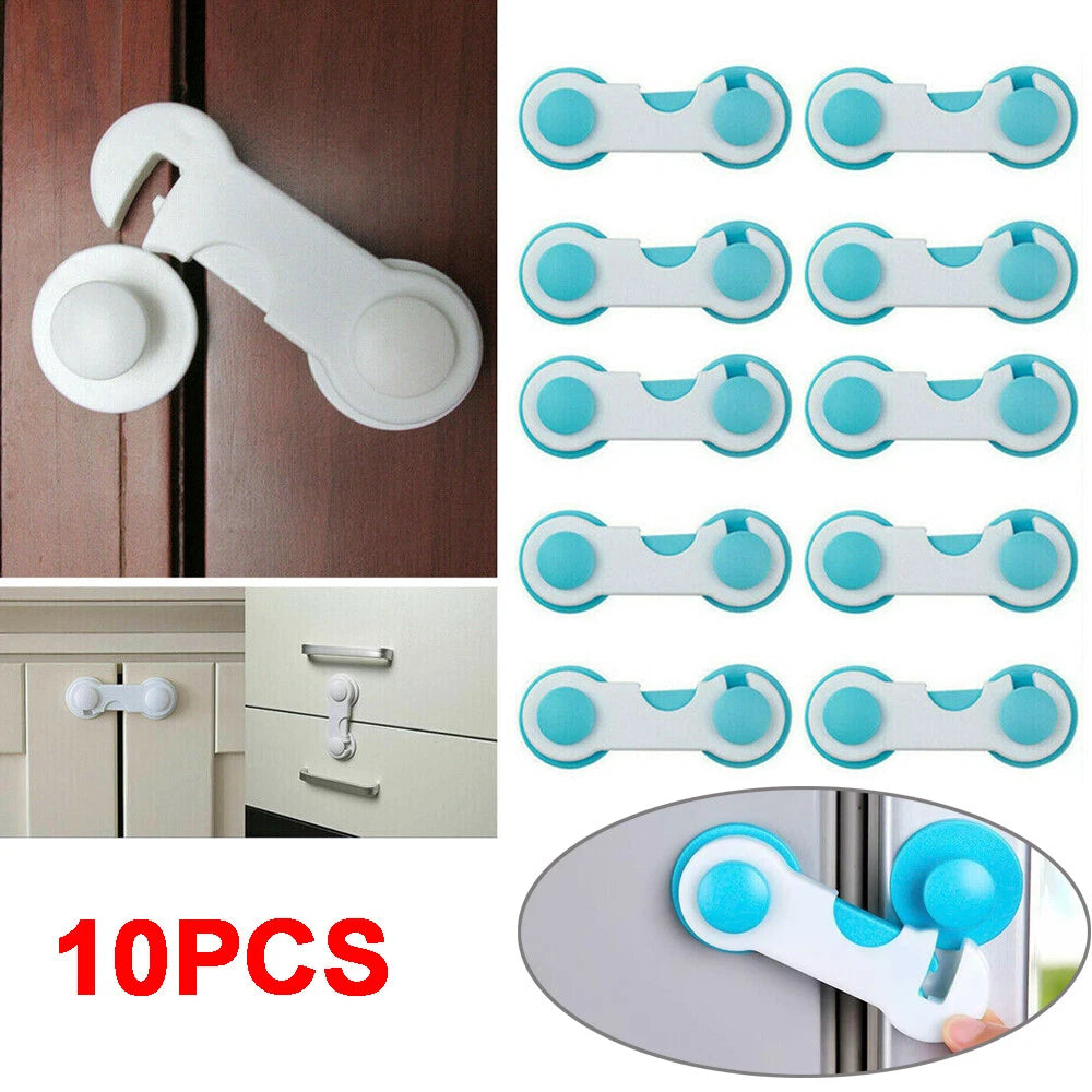 10 Child Baby Toddler Cupboard Cabinet Safety Locks Proof Door Drawer Fridge