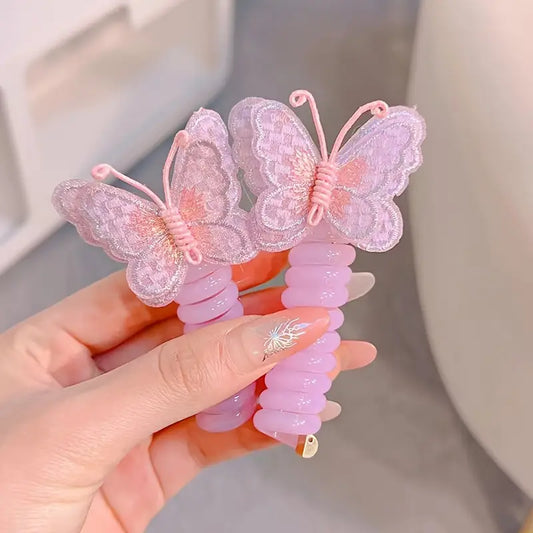 Cute Butterfly Phone Cord Hair Ties for Kids - 2 Pieces in different colors