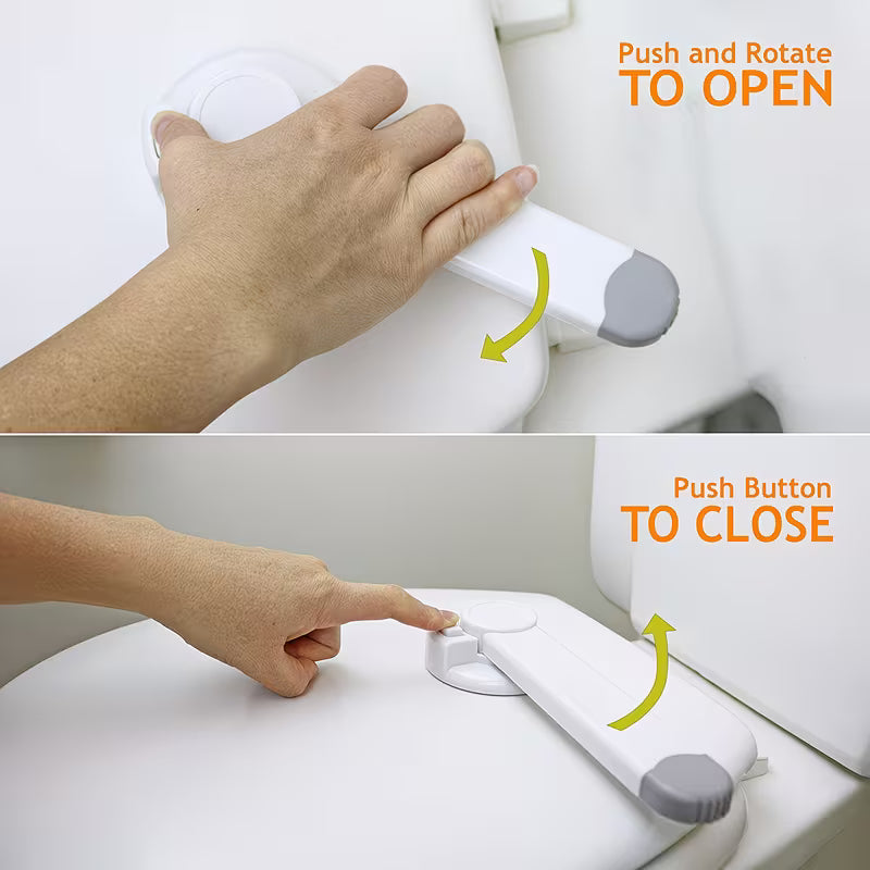 Child  Pet Safety Toilet Lock - White Plastic Childproof Latch with Easy-Install Design, Prevents Unauthorized Use for Youngsters & Pets, Secure Bathroom Access, Pet Safety Device, Modern Toilet Accessory, Durable Plastic Lock