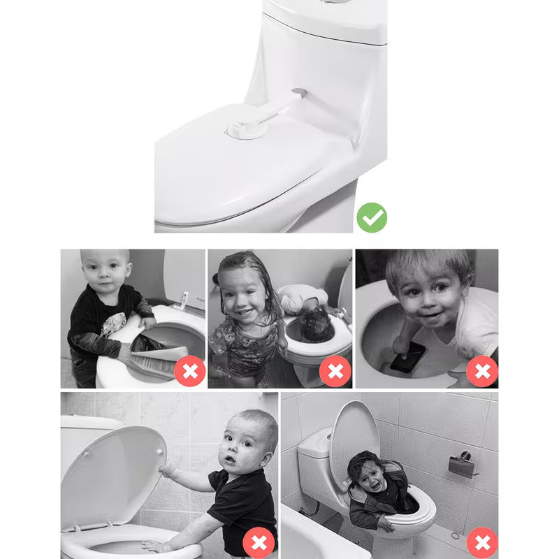 Child  Pet Safety Toilet Lock - White Plastic Childproof Latch with Easy-Install Design, Prevents Unauthorized Use for Youngsters & Pets, Secure Bathroom Access, Pet Safety Device, Modern Toilet Accessory, Durable Plastic Lock