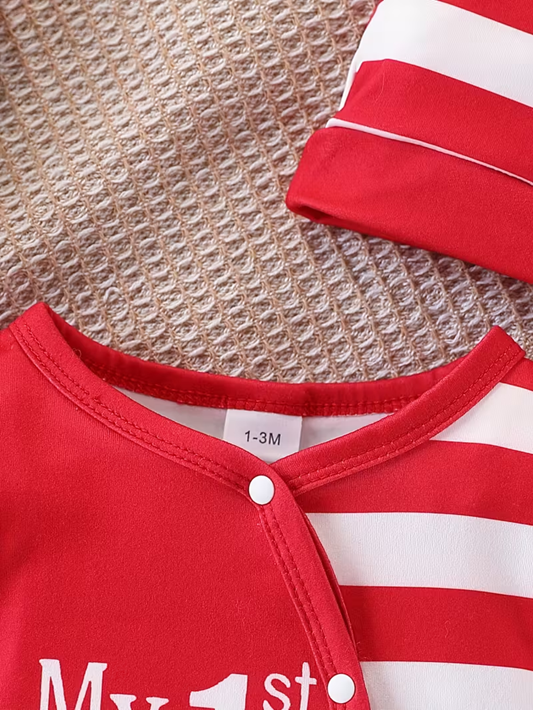 Long-Sleeve Christmas Bodysuit with Santa & Reindeer Print – Baby Romper for Newborns & Infants