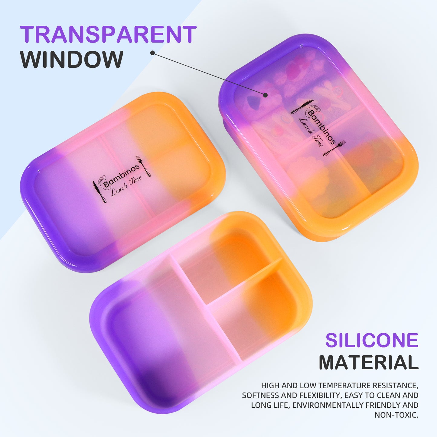 Colourful bento box with fruits and sandwiches inside