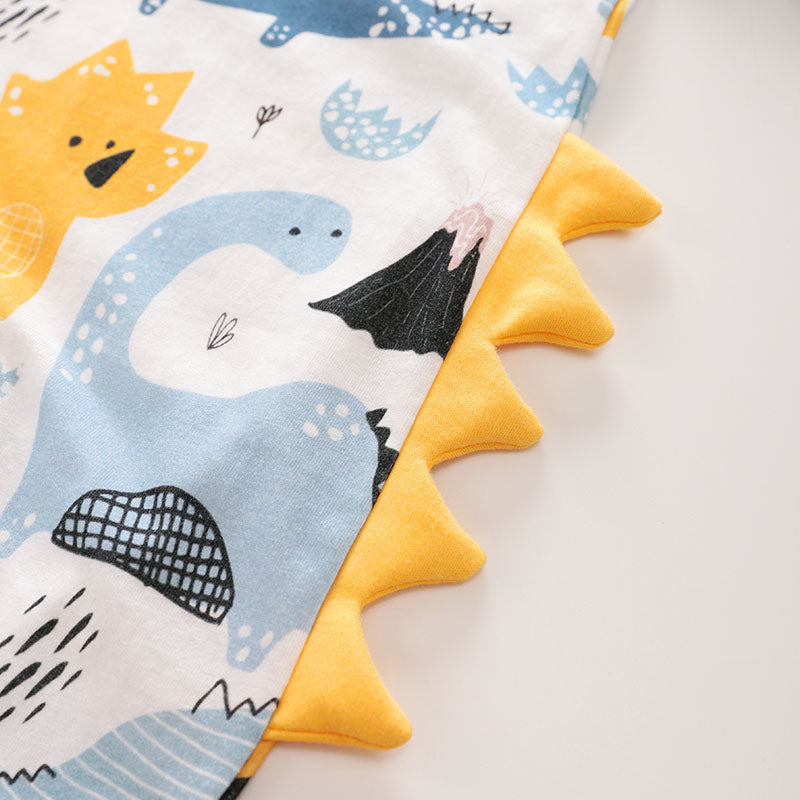 Cotton baby romper with dinosaur design and easy popper fastenings