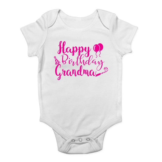 Happy Birthday Grandma Baby Grow Vest – Pink Girls Bodysuit | Cute Grandmother Gift