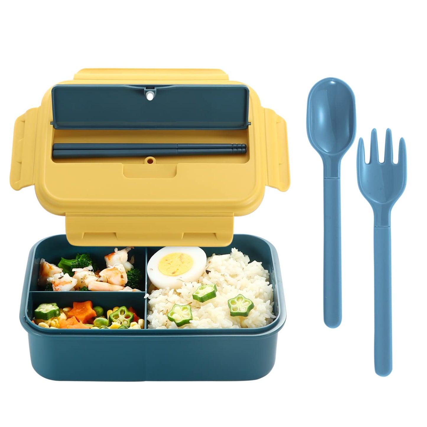 Leakproof BPA-free lunch box with fork, spoon, and chopsticks included