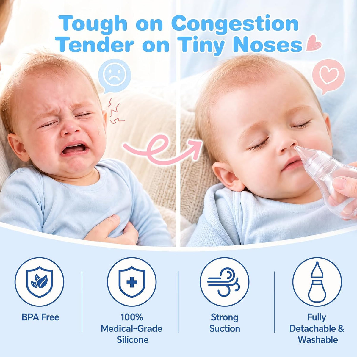 Manual baby nasal aspirator