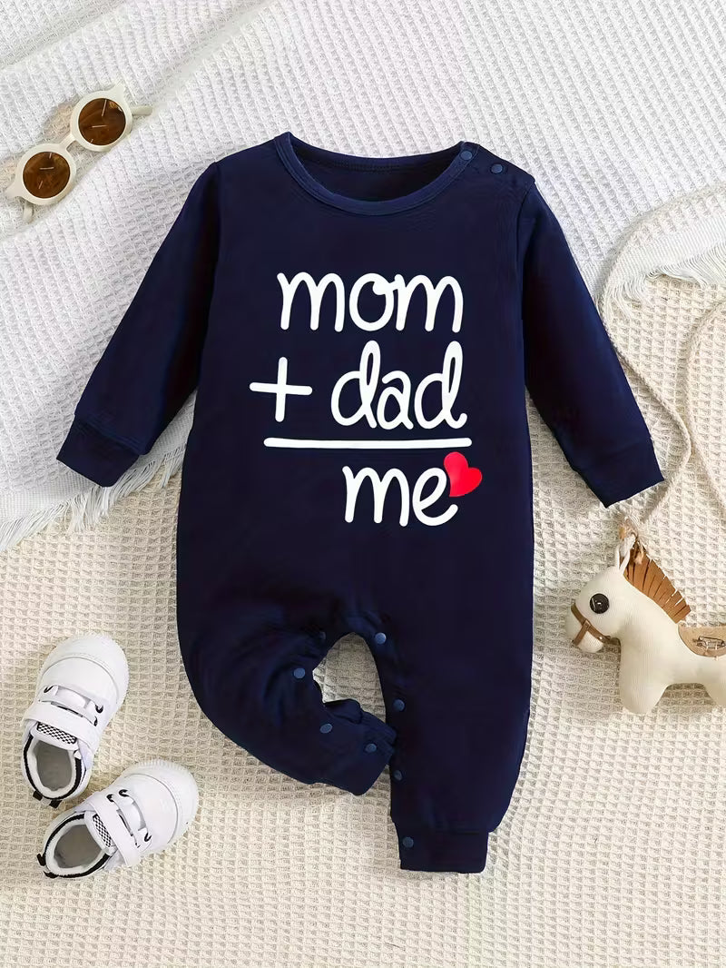 Long Sleeve Baby Romper – “Mom Dad Me” Family Matching Outfit | Soft Closed Crotch Bodysuit