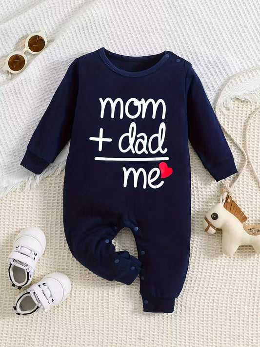 Long Sleeve Baby Romper – “Mom Dad Me” Family Matching Outfit | Soft Closed Crotch Bodysuit