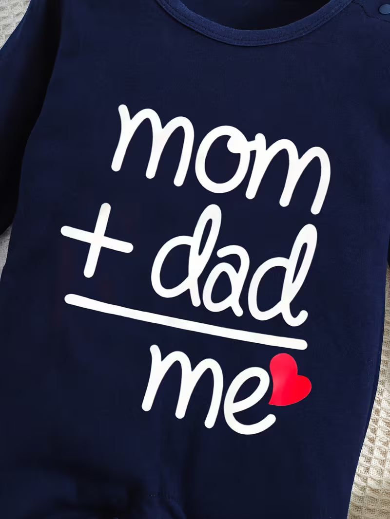 Long Sleeve Baby Romper – “Mom Dad Me” Family Matching Outfit | Soft Closed Crotch Bodysuit