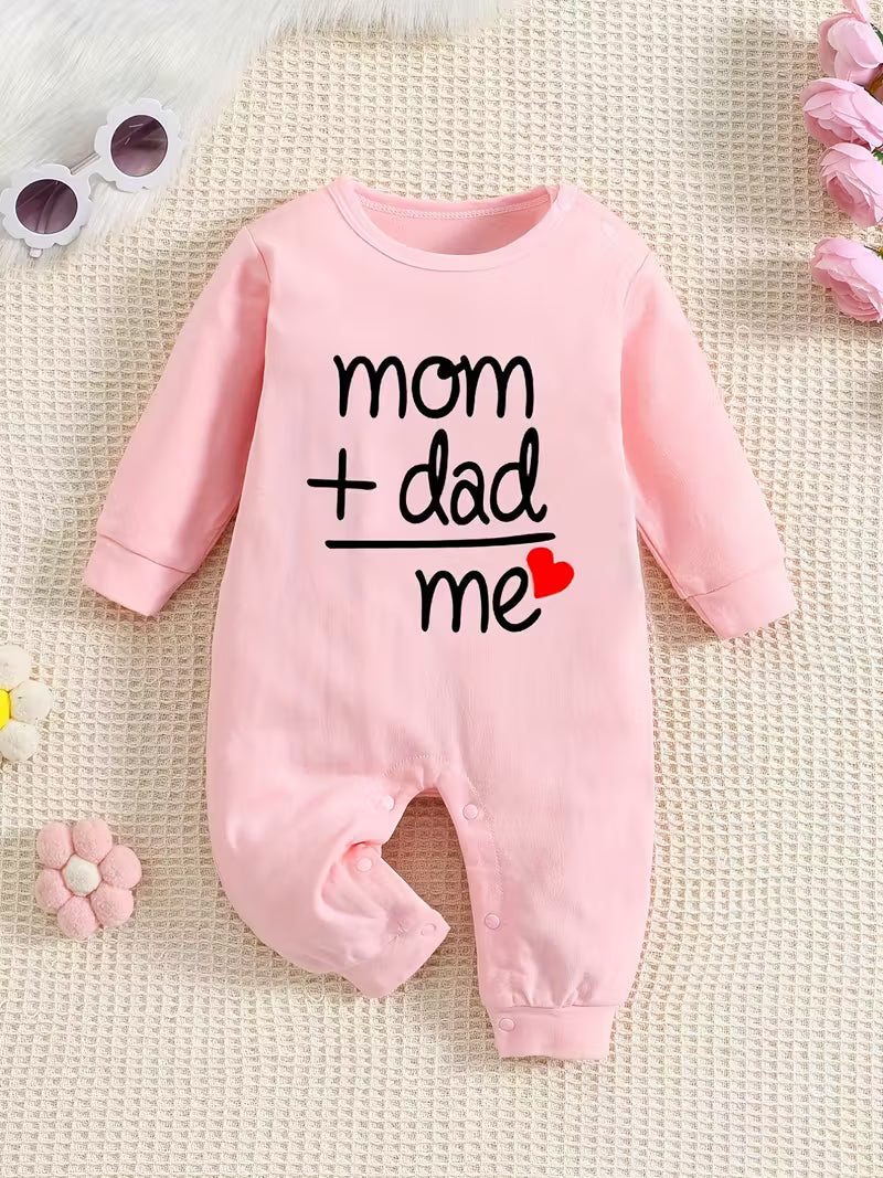 Long Sleeve Baby Romper – “Mom Dad Me” Family Matching Outfit | Soft Closed Crotch Bodysuit