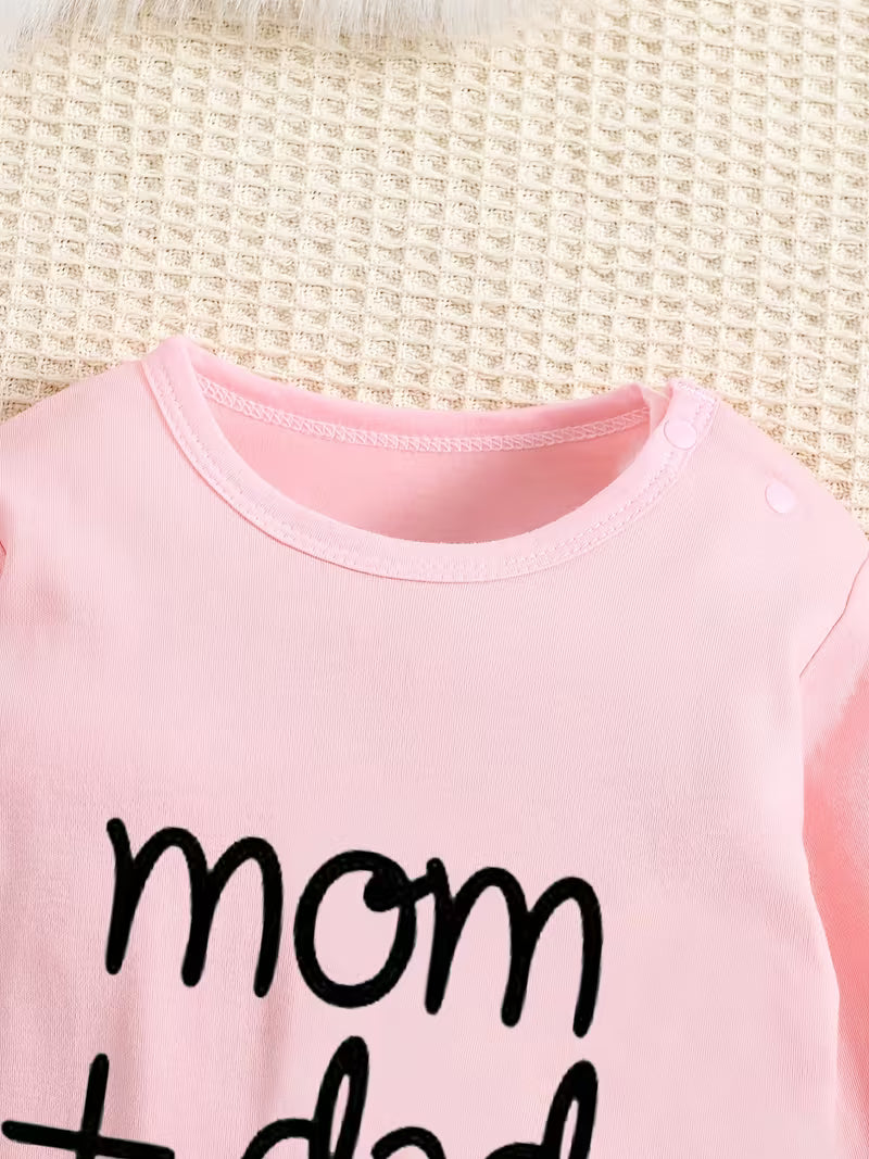 Long Sleeve Baby Romper – “Mom Dad Me” Family Matching Outfit | Soft Closed Crotch Bodysuit