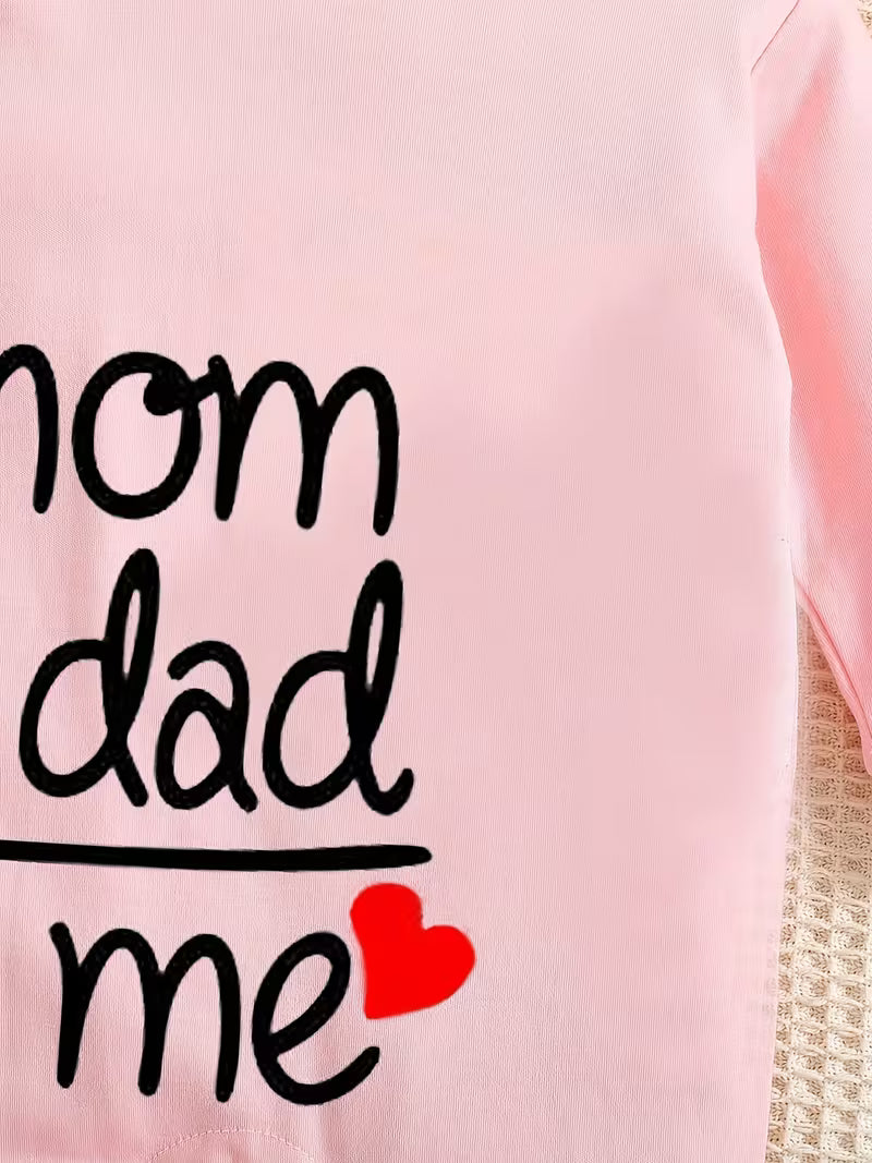 Long Sleeve Baby Romper – “Mom Dad Me” Family Matching Outfit | Soft Closed Crotch Bodysuit