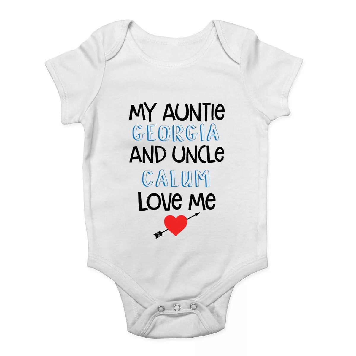 Personalised “My Uncle & Auntie Love Me” Baby Grow Vest – Unisex Bodysuit | Blue Gift for Uncle & Auntie