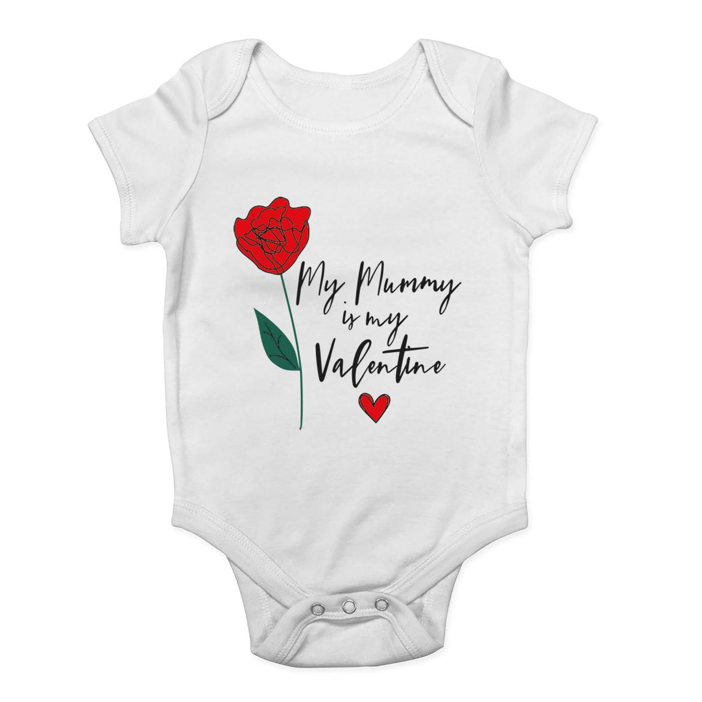 “Mummy Is My Valentine” Rose Baby Grow Vest — Unisex Baby Bodysuit | Mother’s Day / Valentine Gift