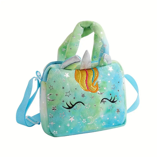 Cute Unicorn Corduroy Shoulder Bag  Crossbody Bag Cute Animal Unicorn Crossbody Purse Tote