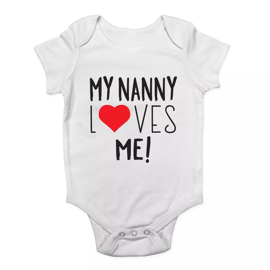 “My Nanny Loves Me” Baby Vest Bodysuit – Unisex Short or Long Sleeve | Gift for Nanny / Baby
