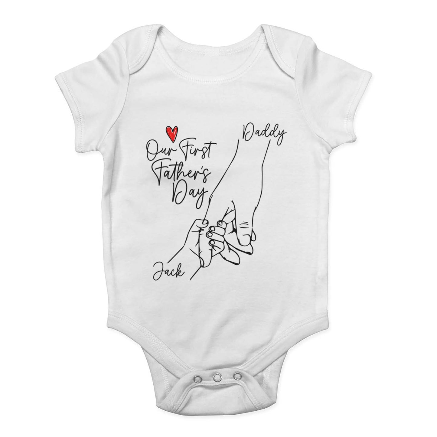Personalised “Our First Father’s Day” Baby Grow Vest – Unisex Bodysuit | Daddy Gift for Boys & Girls
