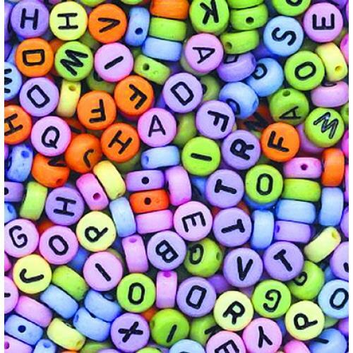 400 Mix Colour Alphabet Letter Beads 6.5mm Acrylic Jewellery Making Beads