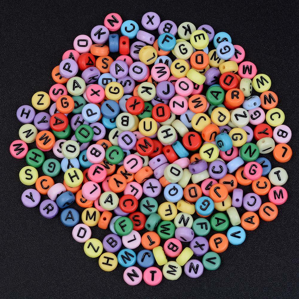 400 Mix Colour Alphabet Letter Beads 6.5mm Acrylic Jewellery Making Beads