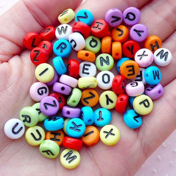 400 Mix Colour Alphabet Letter Beads 6.5mm Acrylic Jewellery Making Beads