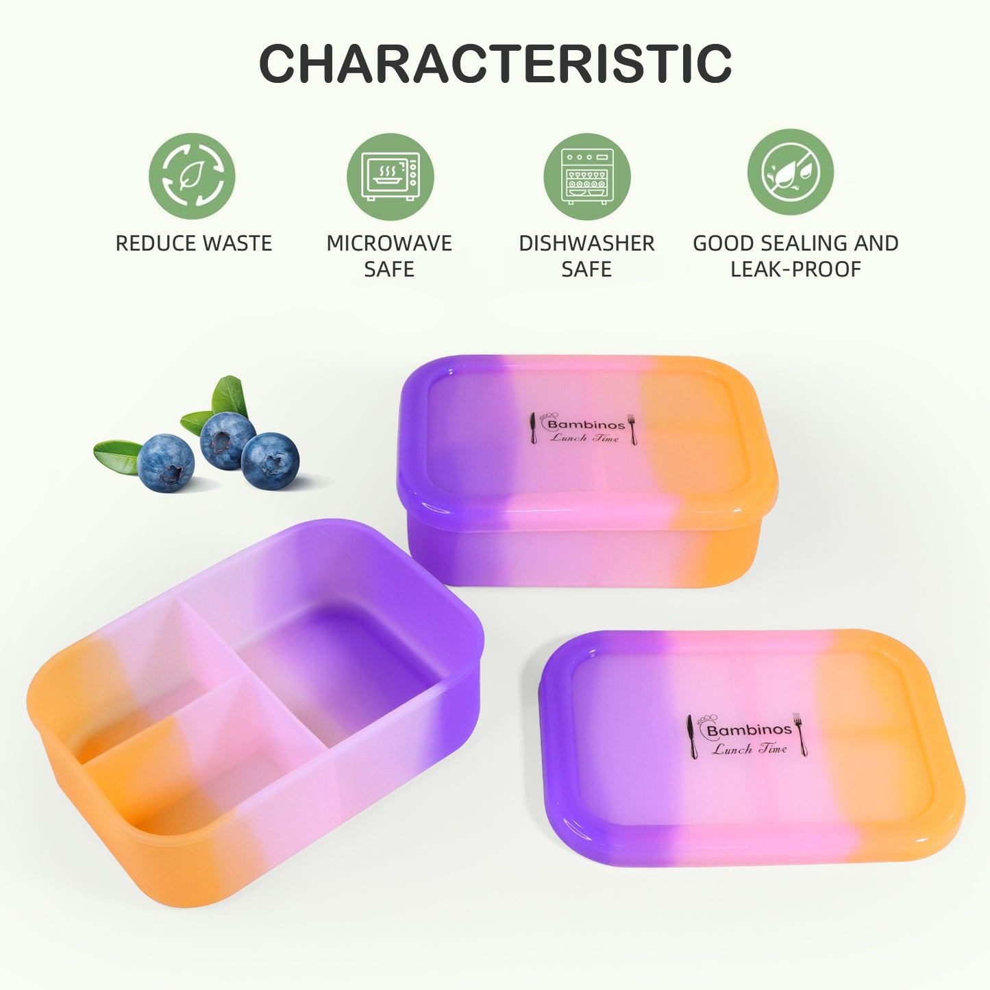 Leakproof BPA-free silicone lunch box for kids