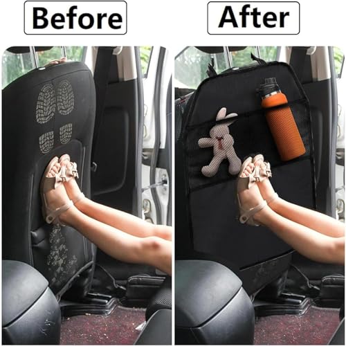 Car seat with a footrest before and after using a car seat cover.