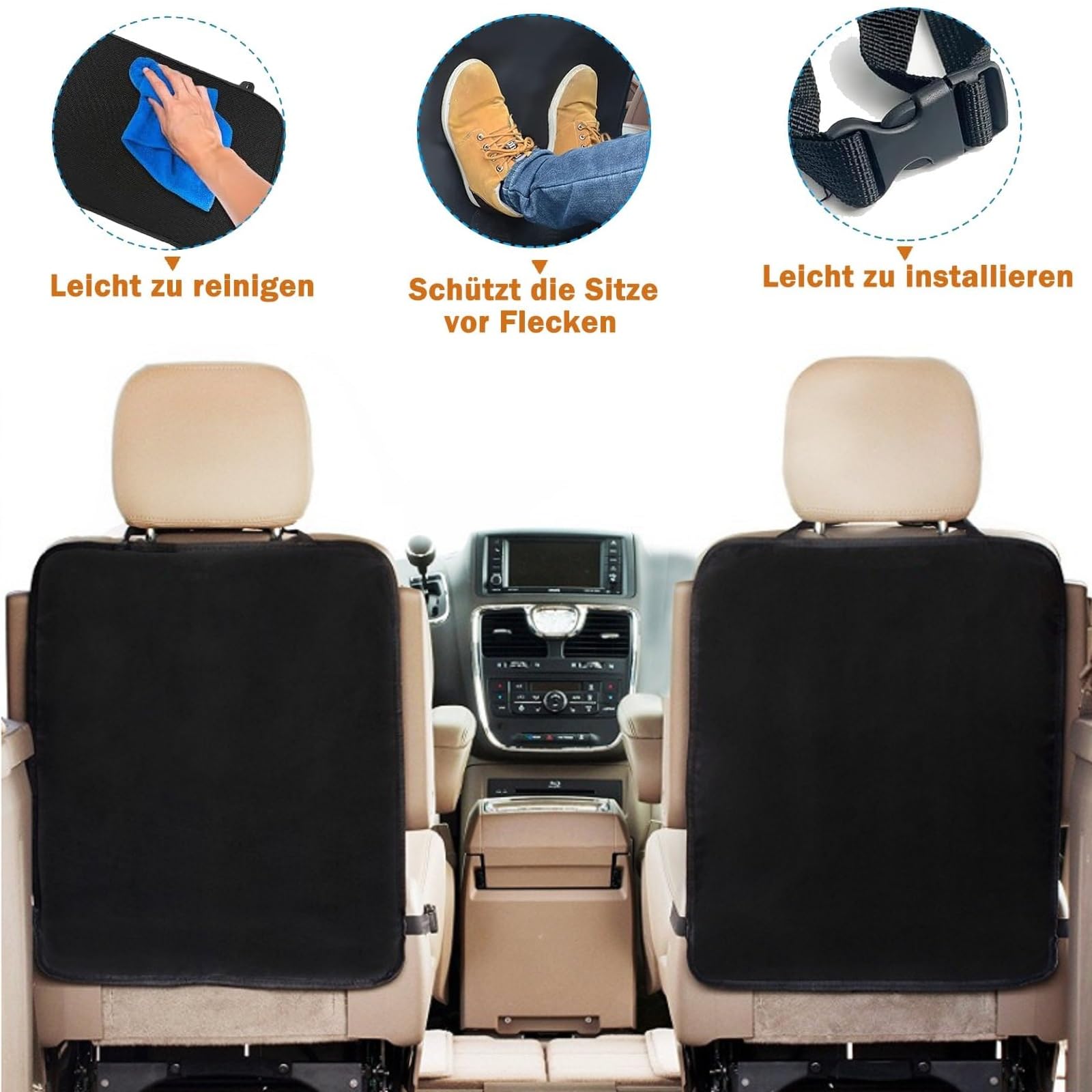 waterproof kids car seat back protector installed in SUV